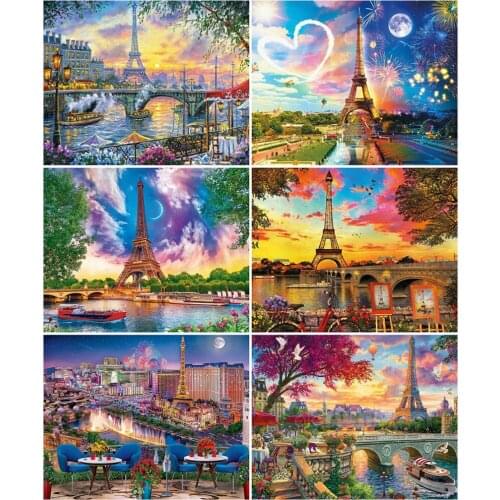 AZQSD 40x50cm Painting By Number Canvas Kits Tower Handmade Gift DIY Coloring By Numbers Scenery Home Bedroom Wall Artwork