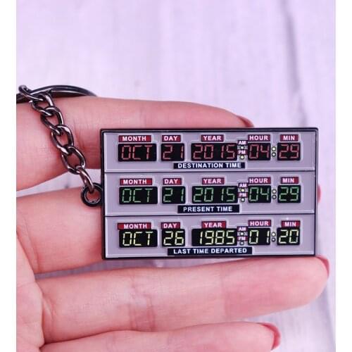 Back to the Future Time Circuits Enamel Key Ring Key Chain Classic Movie Marty McFly Doc Brown Time Travel Movie Buff Keychain