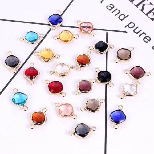 Gold-color Double Hole Round Murano Faceted Glass Crystal Beads For DIY Earring Connector Handcrafted Jewelry Findings