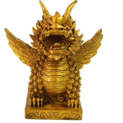 Fengshui ONE Piece Brass Chi Lin /Kei Loon Statue W Free Mxsabrina Red String Bracelet M4025