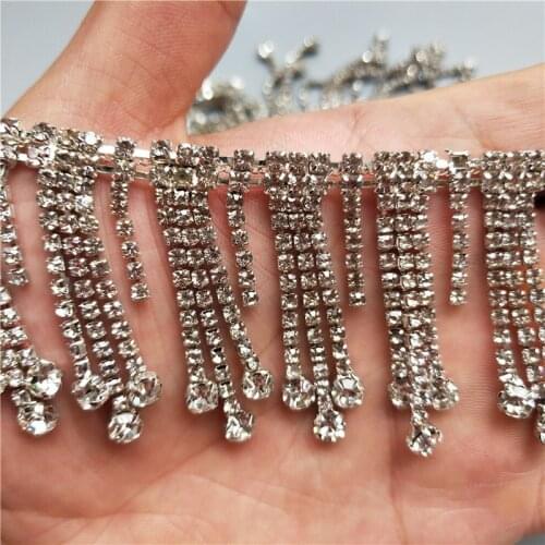 Rhinestone Crystal Chain Bling Diamante Lace Diamond Belt Trim Ribbon Necklace Applique Gem Sparkle Wedding Dress 4.6cm Width