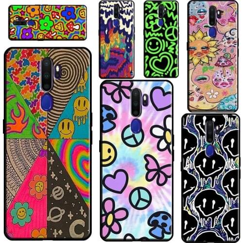 Trippy Hippie Indie Aesthetic 90s Y2K Case For OPPO A15 A83 A91 A93 A52 A72 A31 A53 A5 A9 2020 A1K A3S A5S F5 F7 Find X2 X3 Pro