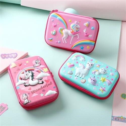 Pencil Cases Unicorn Kawaii Box Case Trousse Scolaire Estuche School Supplies Material Escolar Piornik Cute Licorne 3D Papeterie
