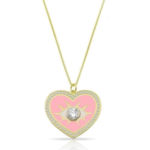 Colorful Enamel Heart Necklace For Girlfriend Gift Gold Color Fashion 2021 Valentines Day Gift Jewelry