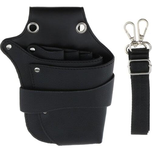 Tool Holder Waist Belt Bag Storage Pouch PU Leather Salon Beautician Black