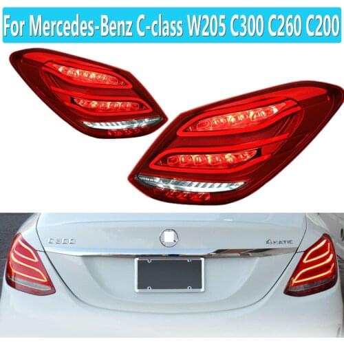 For Mercedes-Benz C-class W205 C300 C260 C200 2014-2020 Red Rear Car LED Tail Light Brake Light