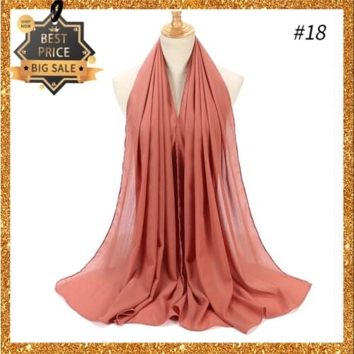 Women Chifflon Scarf Hijab Wrap Solid Color Shawls Headband Muslim Hijabs Scarves Foulard Femme Musulman Georgette Long Soft