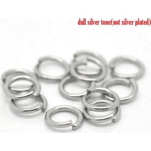 DoreenBeads Retail 1000PCs Silver Color Stainless Steel Open Jump Rings 6mm x 0.9mm