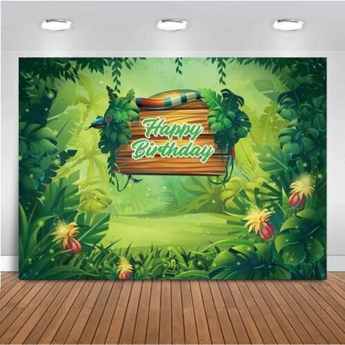 Jungle Green Forest Happy Birthday Background Photography Woodland Safari Party Backdrop Newborn Animals Baby Shower Photo Shoot