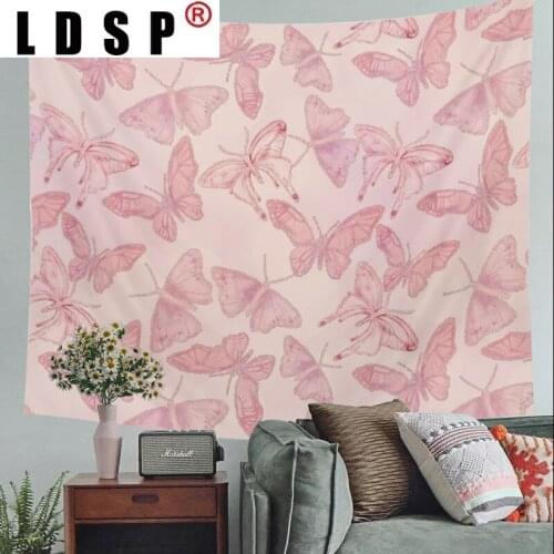 LDSP Pink Butterfly Hippie Tapestry Wall Hanging Covering Rugs Background Cloth Beach Mat Blanket Art Bedroom Living Home Decor