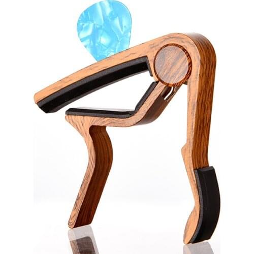 1PCS Rosewood Color Guitar Capo Aluminum Alloy for Acoustic Electric Guitars with Pick holder