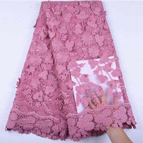 Beautiful Pink African Lace Fabrics 2019 High Quality Lace Nigerian Tulle Lace Fabric For Dress French Mesh Lace Fabric 1598