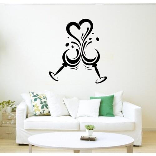 KUCADA wine cup wall sticker for kitchen decoration mural decal diy wallpaper black removable WP1100