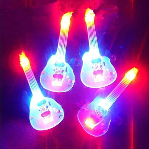 25pcs Guitar LED Flashing Brooch Pin Light Up Badge Glowing Jewelry Gift Toys Glow Party Wedding Birthday Night Club Bar