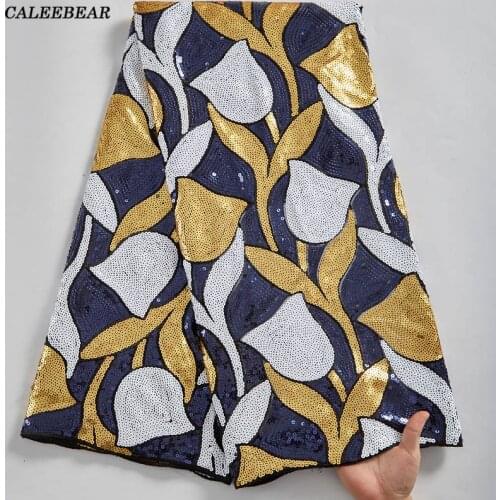 Fashion African Lace Fabric 2021 High Quality Nigerian Tulle Lace Fabrics With Sequins Sewing French Lace Fabric For Dress S2408