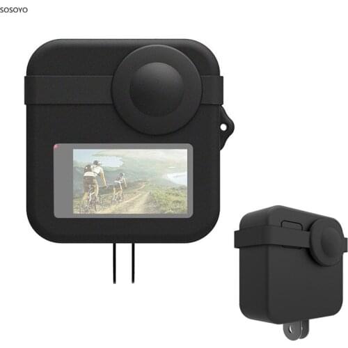 2 in 1 Soft Silicone Case Frame Protective Shell with Dual Len Caps Cover Set For GoPro MAX Camera Accessories