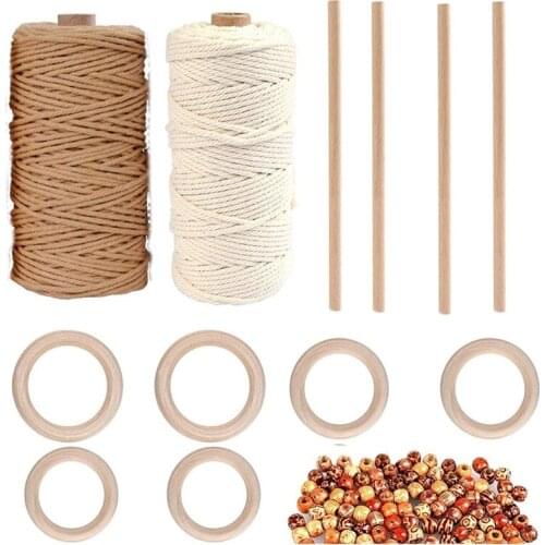 Macrame DIY Kit 218 Yards 3mm Natural Macrame Rope Cotton Cord,DIY Plant Hanger Making
