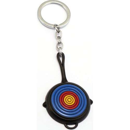 New Game PUBG Keychain Metal Pans Small 8cm Black Sliver Key Chain Rings Bullseye Men Gift Jewelry Accessories Chaveiro Bag Car