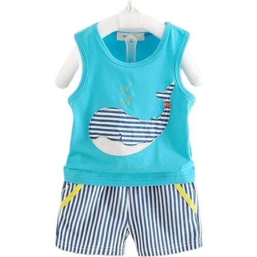 New Summer Fashion Children Clothes Baby Boys Cotton Vest Shorts 2Pcs/sets Toddler Casual Costume Infants Kids Cartoon Tracksuit