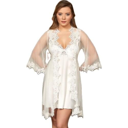 6PCS Robe Sleep Suit Pajamas Set Sexy bademantel frauen пижама женская Combed Cotton sleepwear women lounge set Bride Set robe