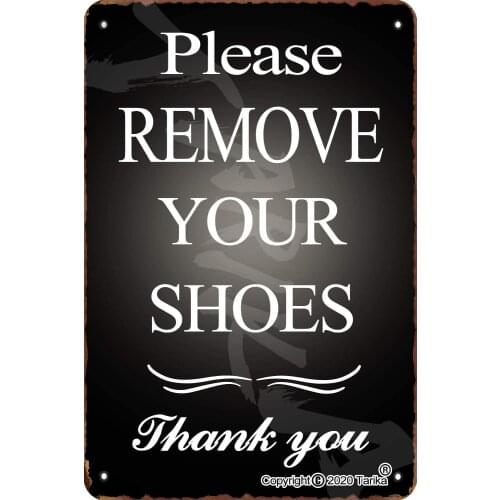 Please Remove Your Shoes Thank You Vintage Look 20X30 cm Tin Decoration Poster Sign for Home Kitchen Bathroom Farm Wall Decor