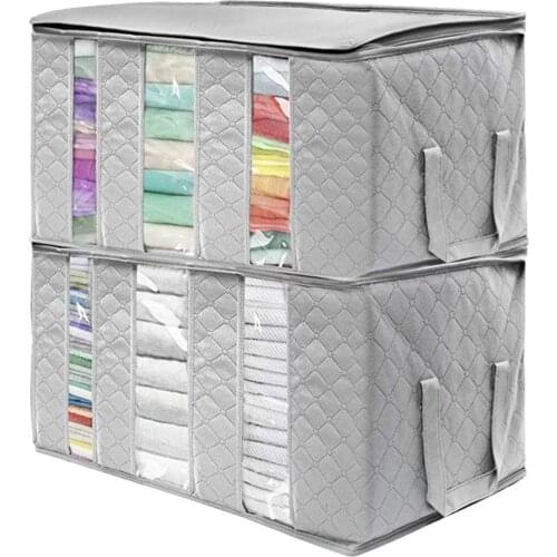 Durable Non-Woven Fabric Quilt Blanket Portable Home Large Capacity DampProof Clothes Storage Bag Boxes Zipper Closure Organizer