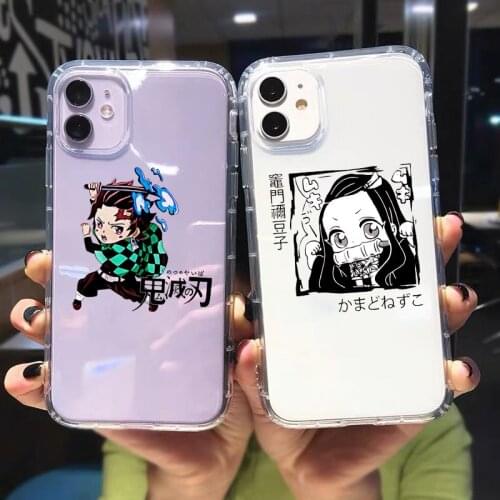 Demon Slayer Clear Phone Case For iPhone 12 11 Pro MAX XS 7 XR SE20 X 8 6Plus Japan Anime Kimetsu No Yaiba Soft TPU Cover Fundas
