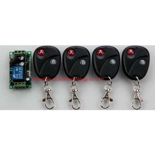 DC 12 v 1 channal wireless remote control switch 315MHZ/433MHZ 1 receiver+4 transmitter garage door / window /lamp
