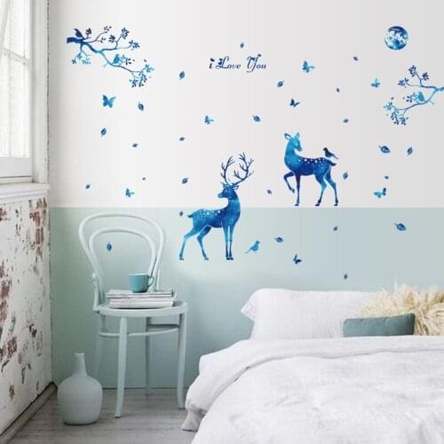 Christmas Stickers Cartoon Deer Wall Stickers DIY Animal Wall Decals for Kids Rooms Baby Bedroom Nursery Home Decoration