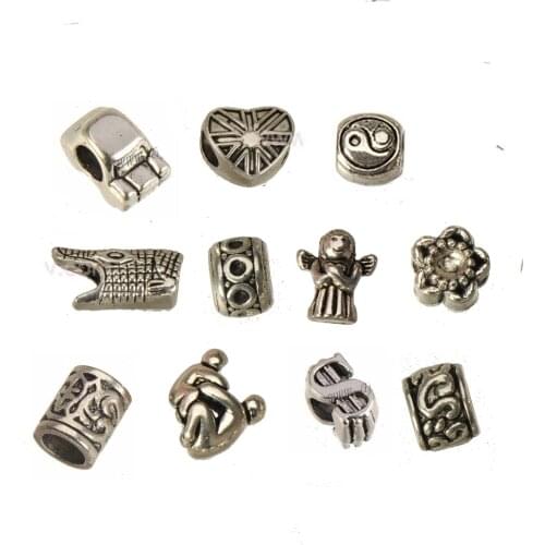 Charms Beads For Jewelry Making DIY Handicraft Custom Bracelets Vintage Silver $ Tai Ji Crocodile Car Metal Ornaments Findings