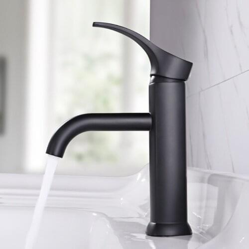 1Contemporary brass bowl faucet handle mixer of bathroom faucets hot water and cold black sink