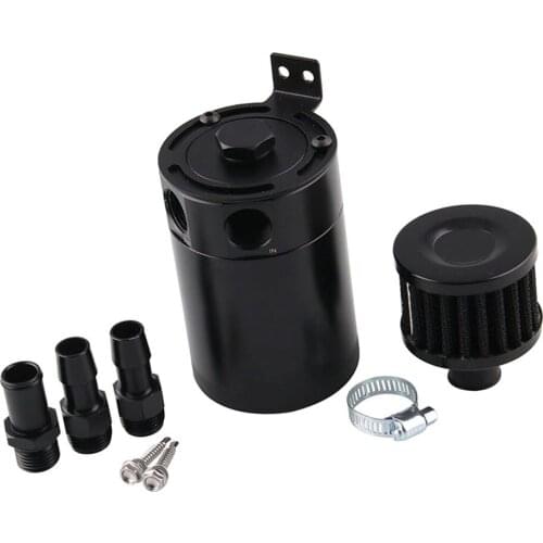 Universal 2-Port Oil Catch Can Tank Engine Air Oil Separator Tank Reservoir Kit OCC041(Black)