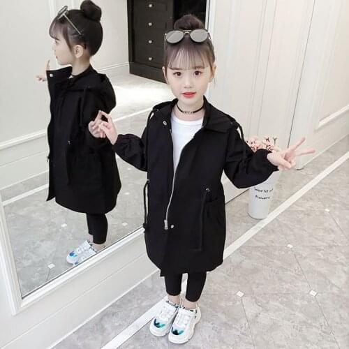 Girls Babys Kids Windbreaker Coat Jacket Outwear 2021 Black Green Spring Autumn Overcoat Top Formal Beach Cardigan Childrens C