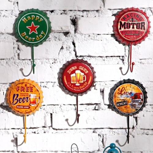 Beer Vintage Metal Hanger Hook Bar Pub Club Man Cave Wall Decorative Plates Retro Hanger Hook Home Decor