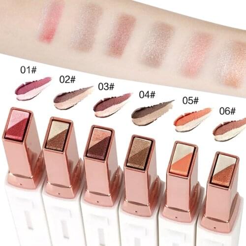 Wodwod Double Colors Gliter Eye Shadow Bar Silky Graduated Color Waterproof Focallure Easy To Make Up Tool for Beauty Cosmetic