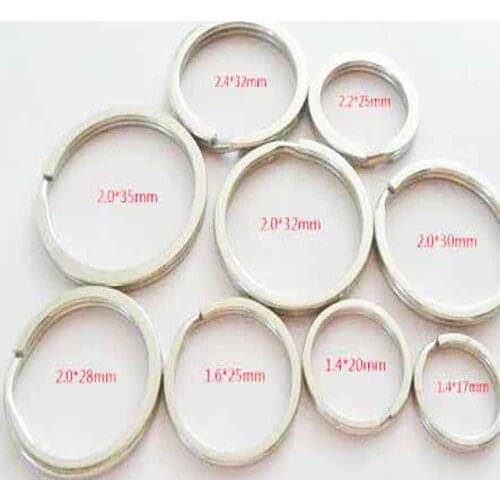 XRHYY 20PCS Round Various Size Flat Chain Ring Metal Split Ring For Office Home Hang Card Making Ring Key Car Keys Organization