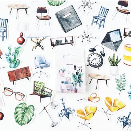 45Pcs/box Japanese Kawaii Home Life Necessities Sticker Scrapbooking Creative DIY Journal Decorative Adhesive Labels Stationery