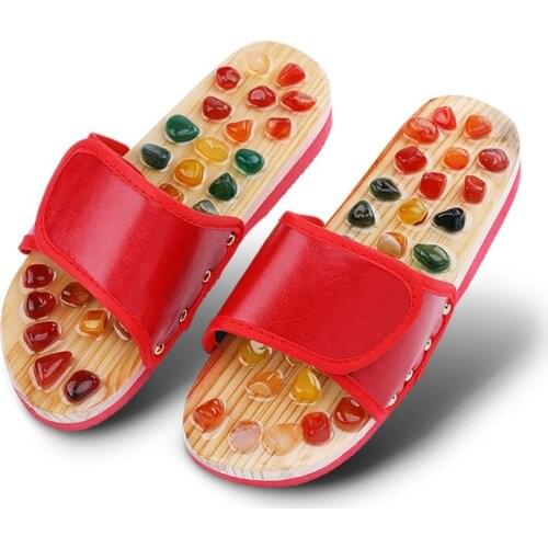 Fashion EVA Summer Pebble Massage Women Slippers Feet Massage Non-slip Healthy Home Shoes Natural Stone Casual Couples Flats