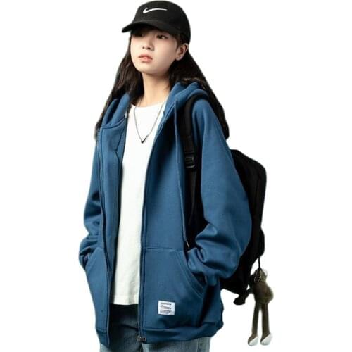 Harajuku Women Oversized Zi-up Hoodies Spring Autumn Korean Fashion Gothic Long Sleeve Cardigans Hoodie Tops Casual Clothes