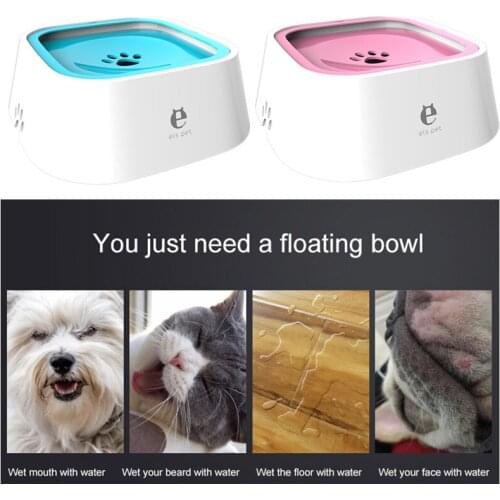 1L Dog Floating Water Bowl Machine Carried Cat Splash Proof Water Bowl Slow Water Feeder Dispenser Anti-Overflow Pet Products