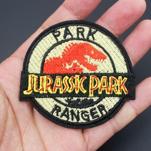 1Pcs Cartoon Dinosaur Jurassic Park Patches Iron on Embroidered Badges Stickers for Cloth Jacket Jeans Backpack