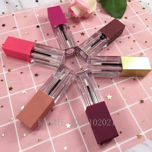 10/30/50pcs Square Empty Lip Gloss Tube, DIY Pink Clear/Matte Lip Gloss Refillable Containers,Plastic Liquid Lipstick Bottle