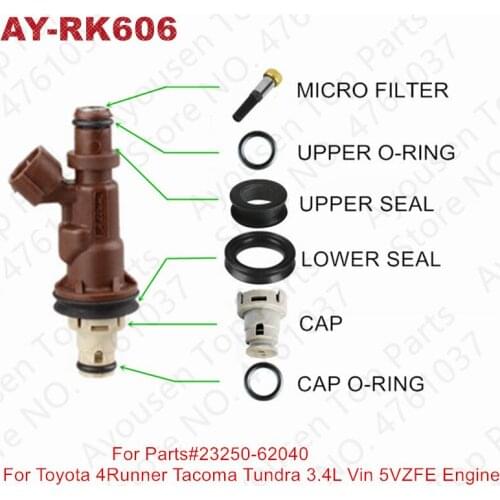10sets Fuel Injector Repair Service Kits For Toyota 4Runner Tacoma Tundra 3.4l Injection #23250-62040 (AY-RK606)