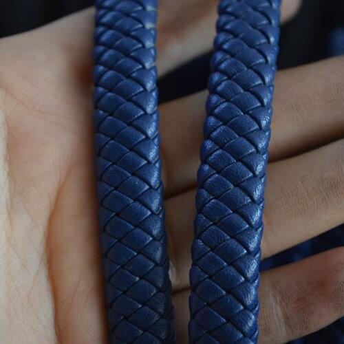 2m/lot Approx 12*6mm blue Fiber Braided Leather String Cord For DIY Bracelet Jewelry Making Rope Craft Jewelry Accessories Cord