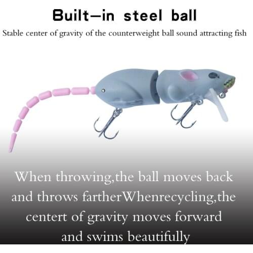 2 Segments Artificial Fishing Lure 15.5Cm 15.5G Mouse Lure Swimbait Rat for Pike Bass with Hook Fishing Tackle Crankbaits