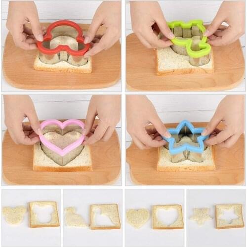 2020 2PCS Sandwich Cutter Set for Kids /Boys/Girls Animal Dinosaur Star Heart Shape Stainless Steel Metal Cookie Cutters Mold