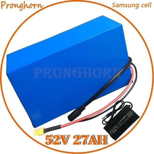2000W 52V Lithium Battery Pack 52V 27AH Electric Bike Battery 52V 27AH Lithium Battery For Samsung cell with 50A BMS+4A Charger