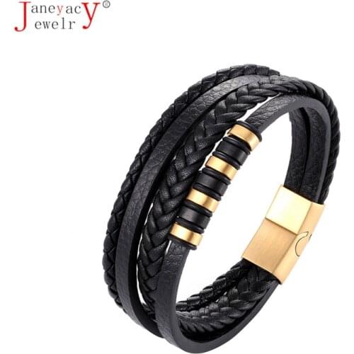 2019 New Brand Bracelet Genuine Leather Bracelet Men Stainless Steel Bracelets Multilayer Rope Chain for Male Jewelry Wholesale
