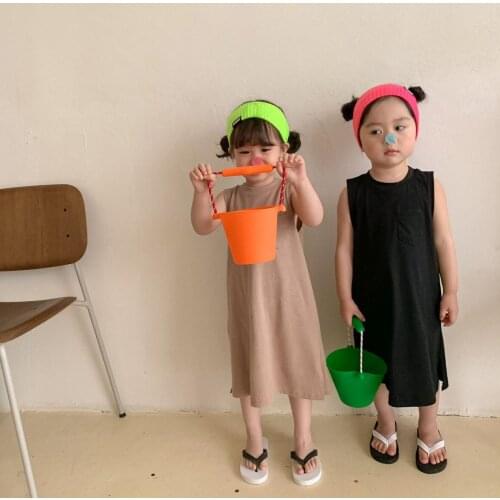 2021 Korea style girls dress fashion cotton summer girls dresses