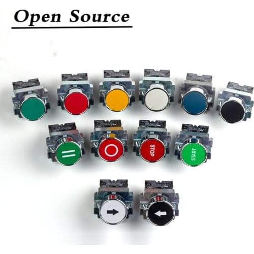 22mm XB2-EA Metal Push Button Switch Start / Stop Black / White Arrow 10A/415V Self-reset/Momentary Symbol Button Switch